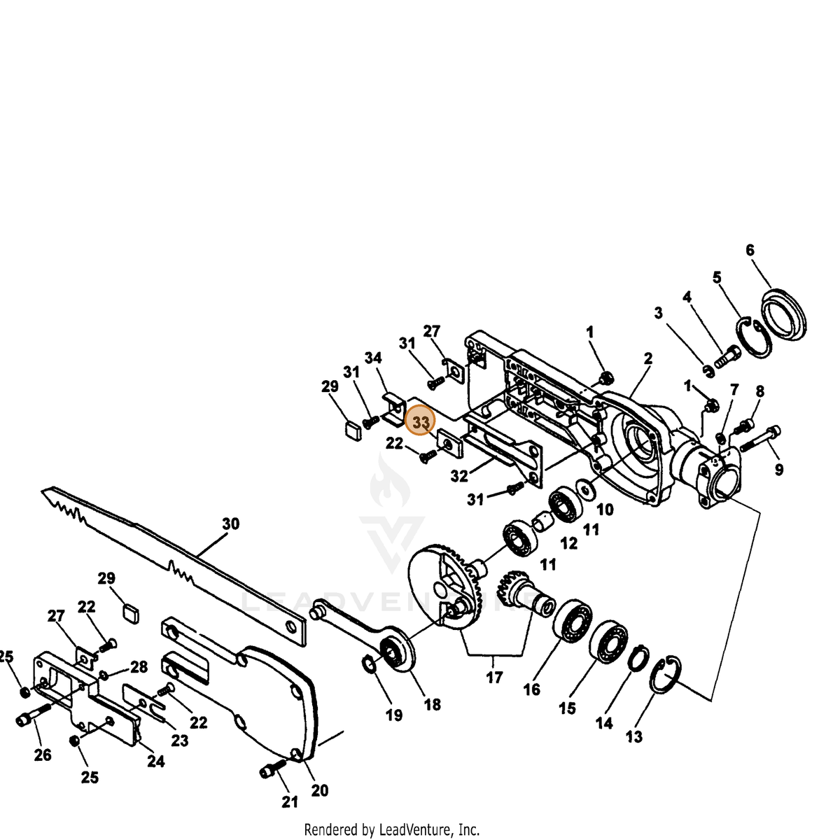 ECHO part 61044054630 — IPL diagram snippet (6x zoom, amber highlight)