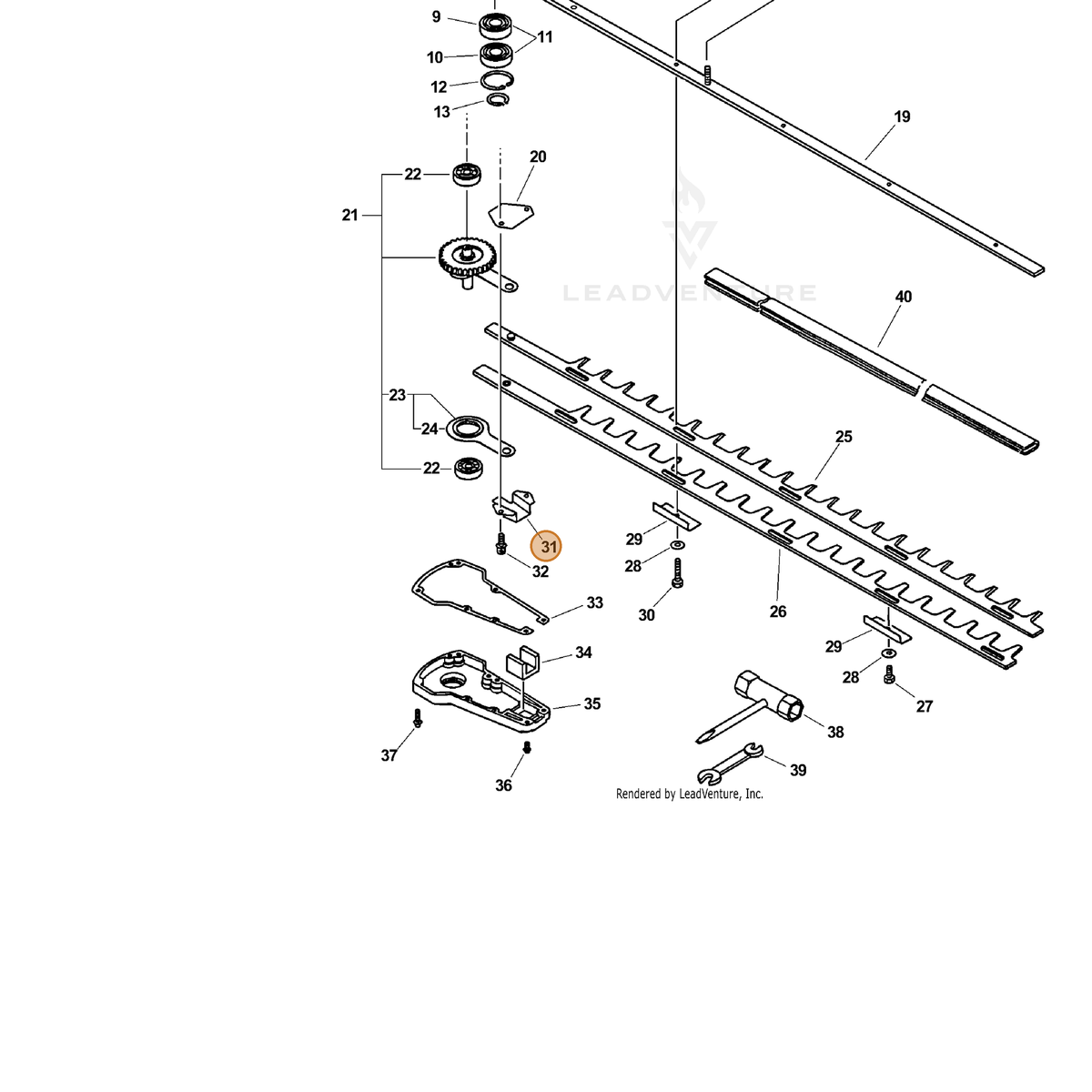 ECHO part 61044102060 — IPL diagram snippet (6x zoom, amber highlight)