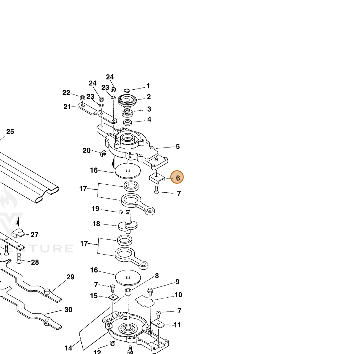ECHO part 61044154030 — IPL diagram snippet (6x zoom, amber highlight)