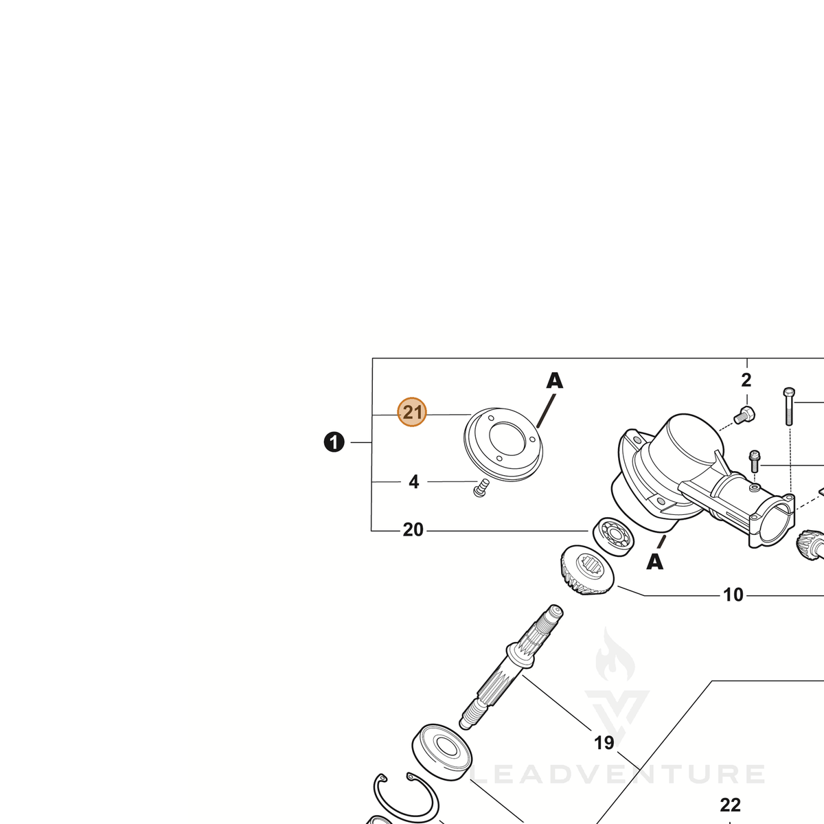 ECHO part 61044322830 — IPL diagram snippet (6x zoom, amber highlight)