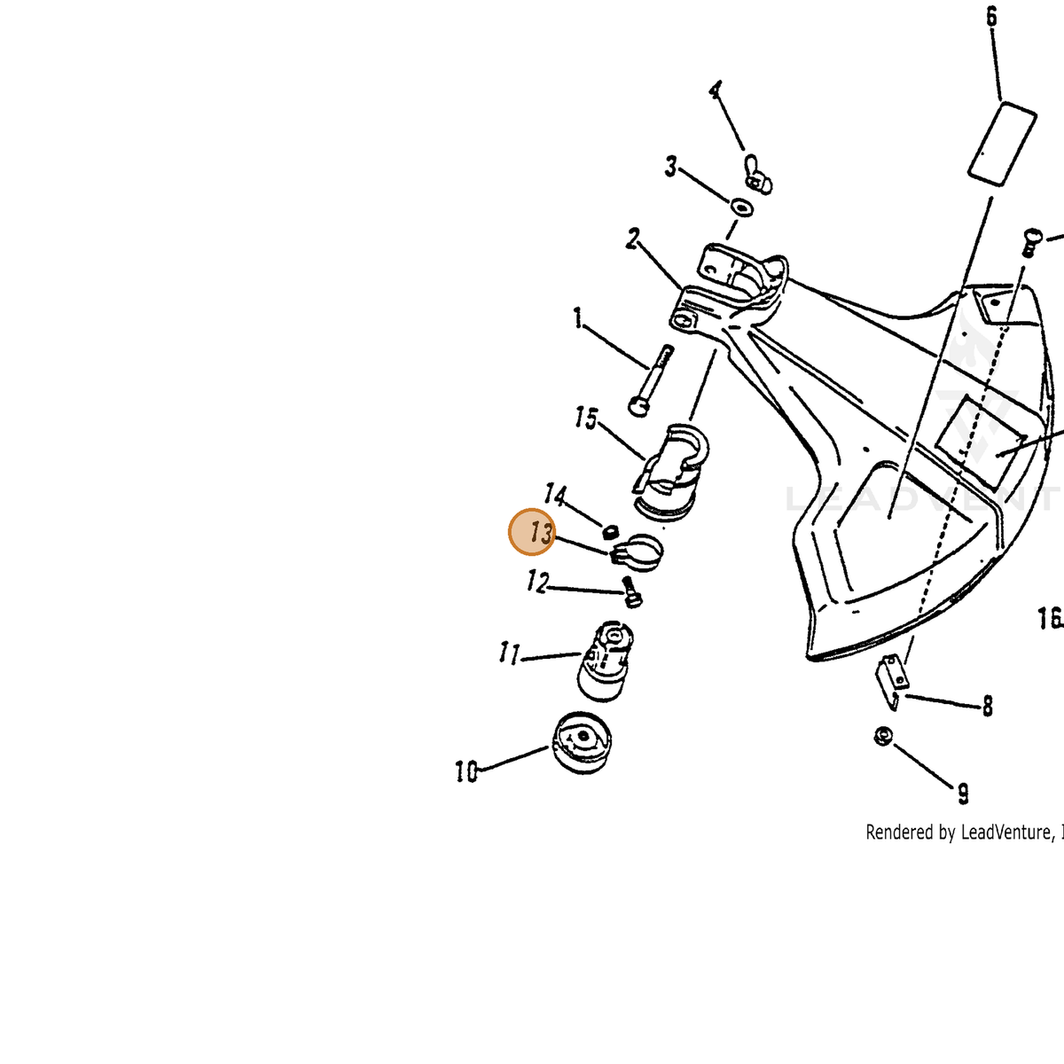 ECHO part 61044844330 — IPL diagram snippet (6x zoom, amber highlight)