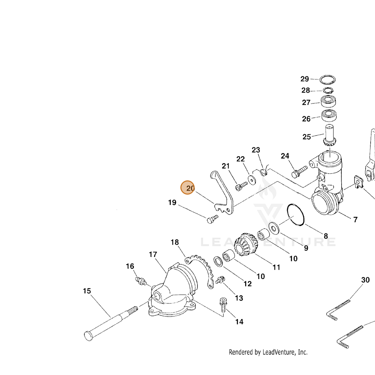 ECHO part 61047212361 — IPL diagram snippet (6x zoom, amber highlight)