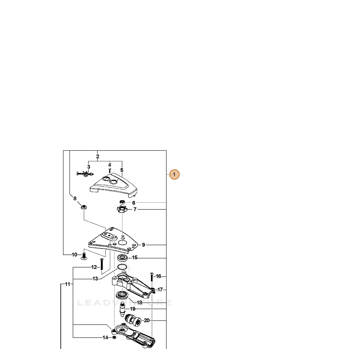 ECHO part 61050922060 — IPL diagram snippet (6x zoom, amber highlight)