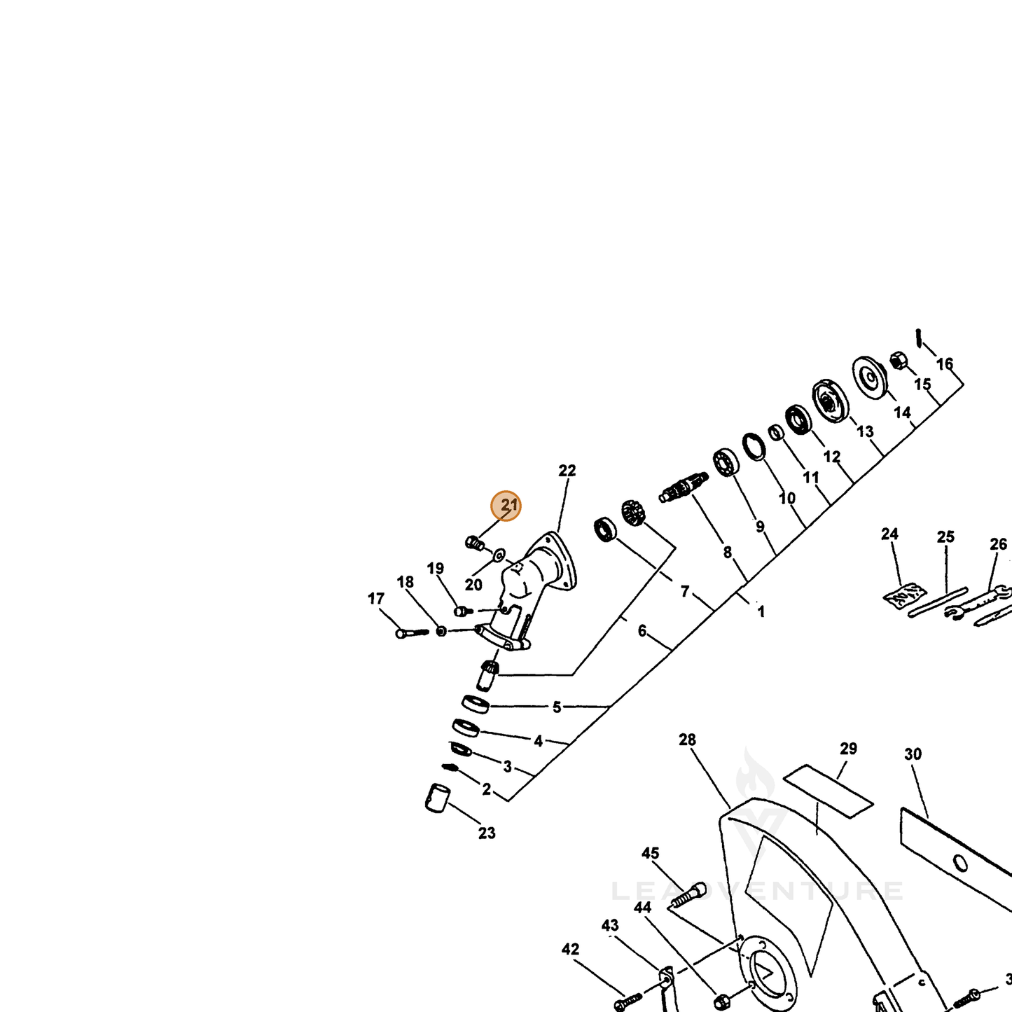 ECHO part 61051055330 — IPL diagram snippet (6x zoom, amber highlight)