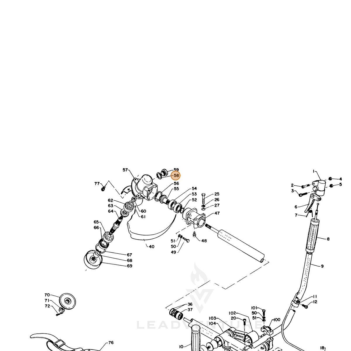 ECHO part 61051101230 — IPL diagram snippet (6x zoom, amber highlight)
