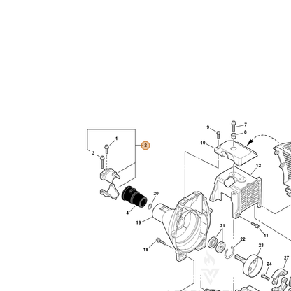 ECHO part 61090355430 — IPL diagram snippet (6x zoom, amber highlight)