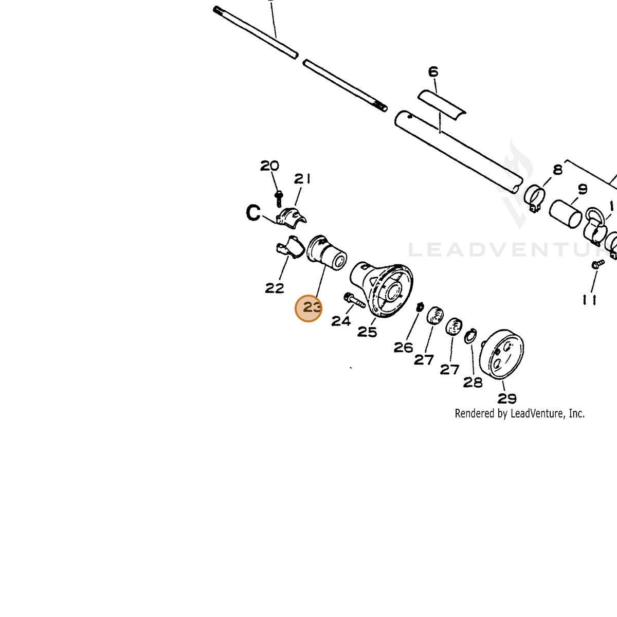 ECHO part 61091040430 — IPL diagram snippet (6x zoom, amber highlight)