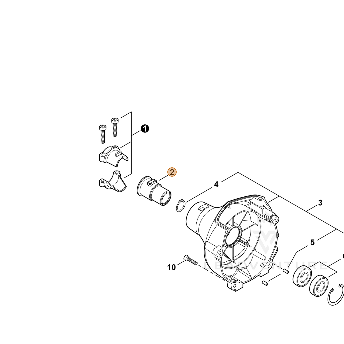 ECHO part 61091055230 — IPL diagram snippet (6x zoom, amber highlight)