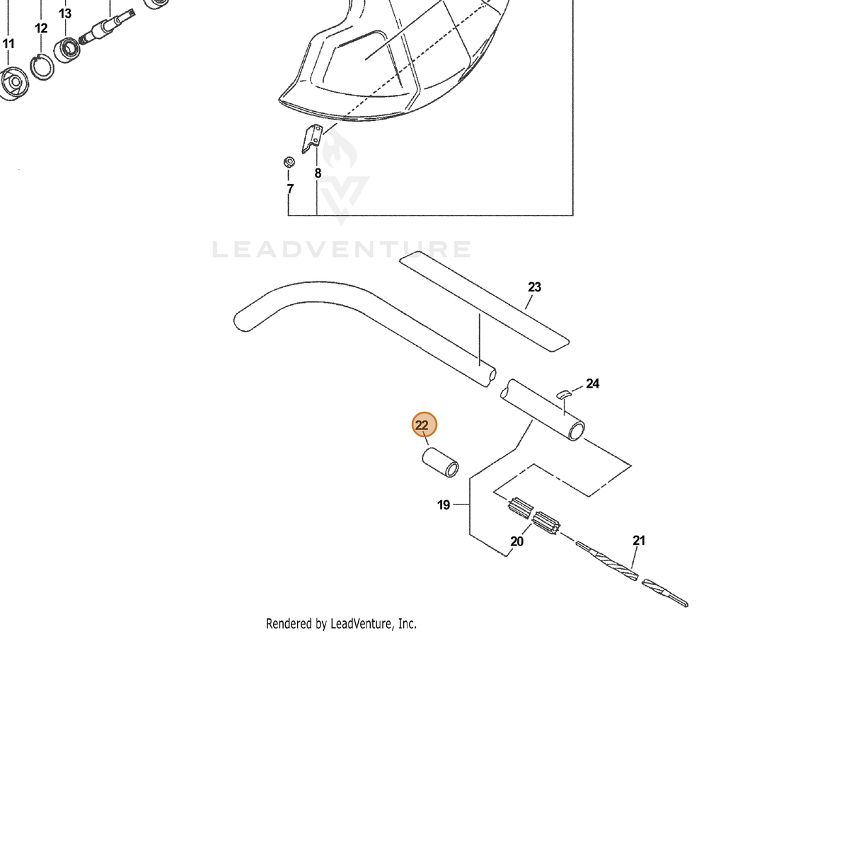 ECHO part 61091056630 — IPL diagram snippet (6x zoom, amber highlight)