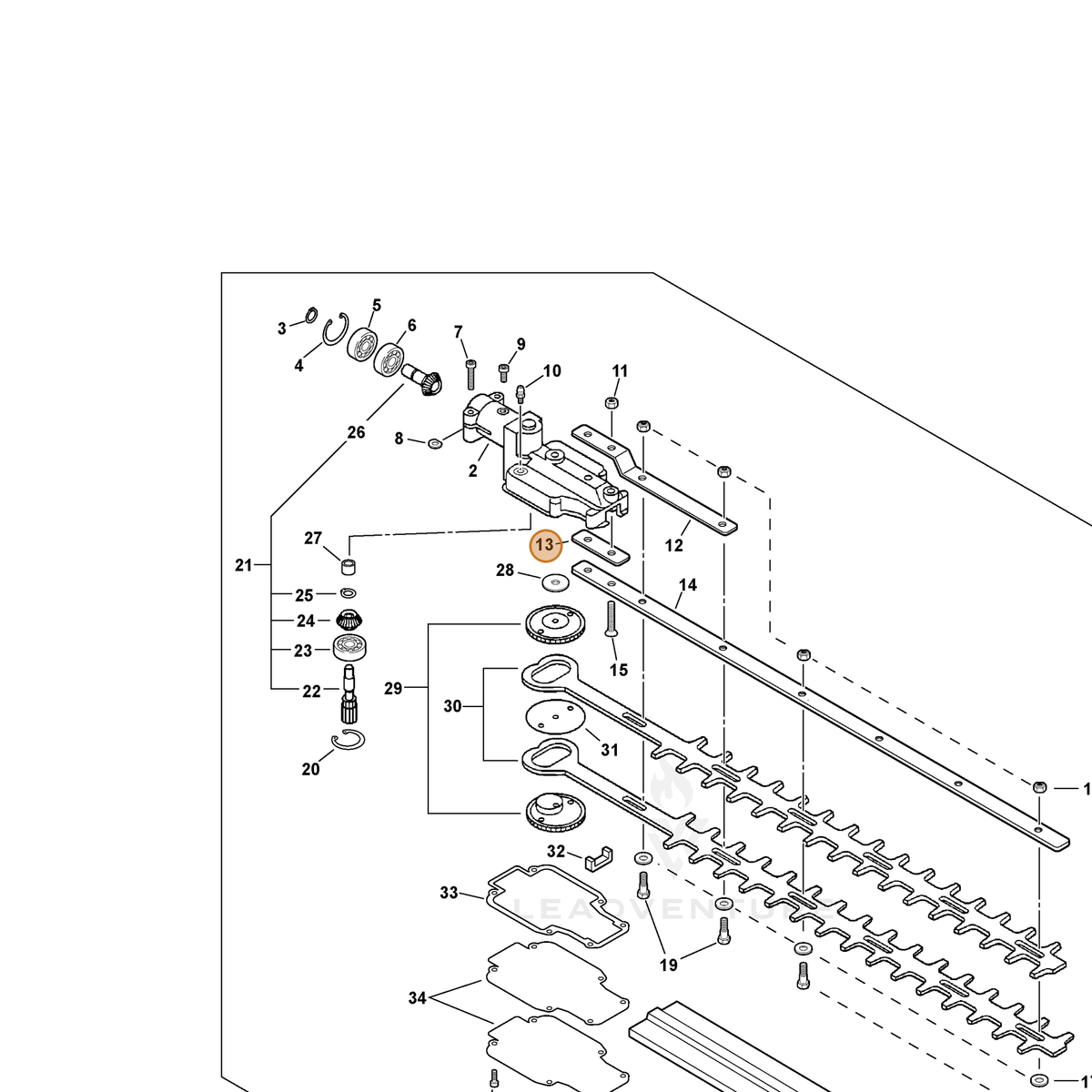 ECHO part 61091421460 — IPL diagram snippet (6x zoom, amber highlight)