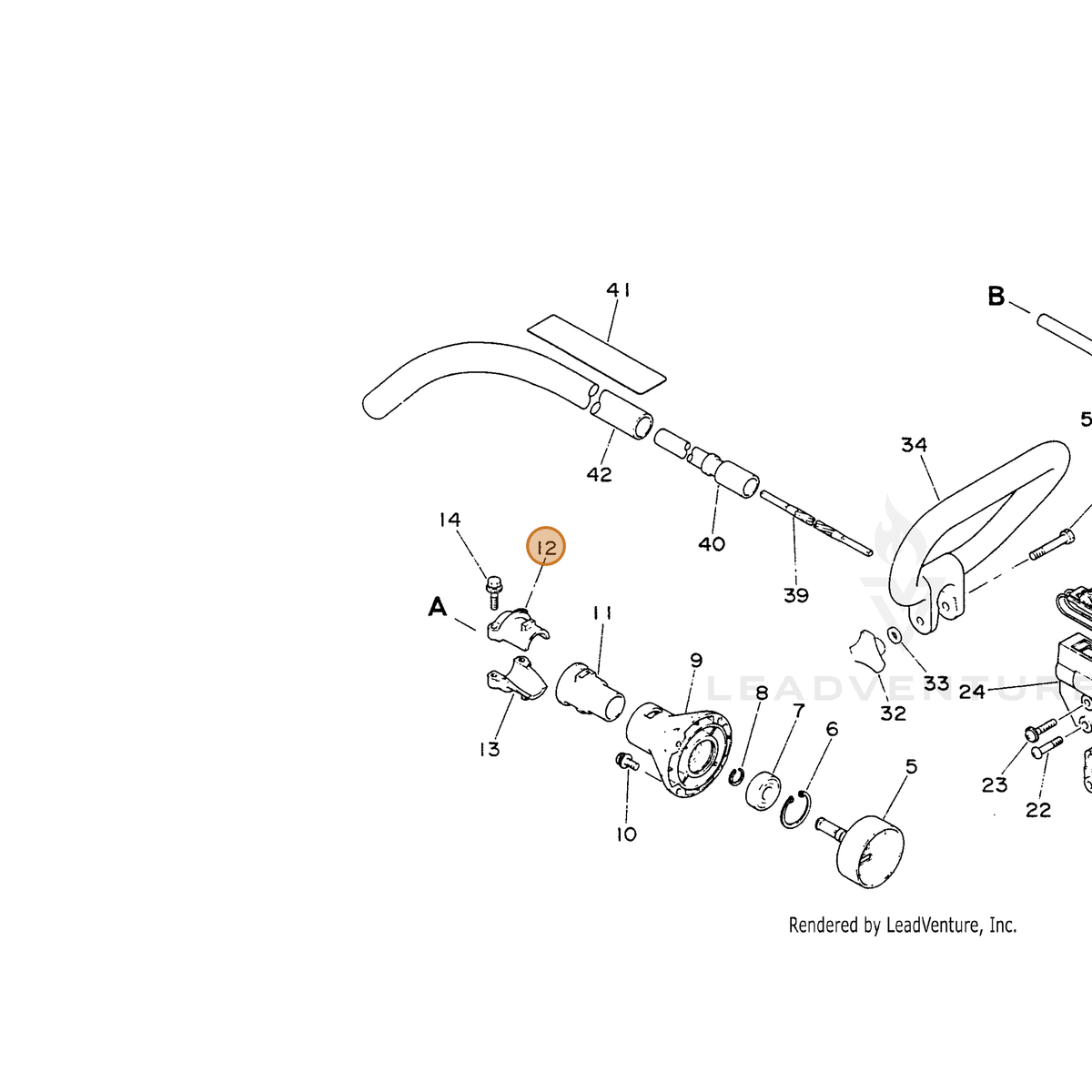 ECHO part 61092240630 — IPL diagram snippet (6x zoom, amber highlight)