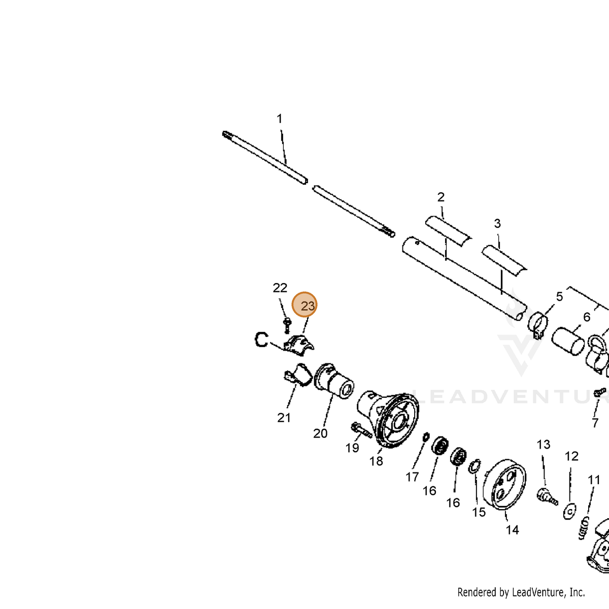 ECHO part 61092243130 — IPL diagram snippet (6x zoom, amber highlight)