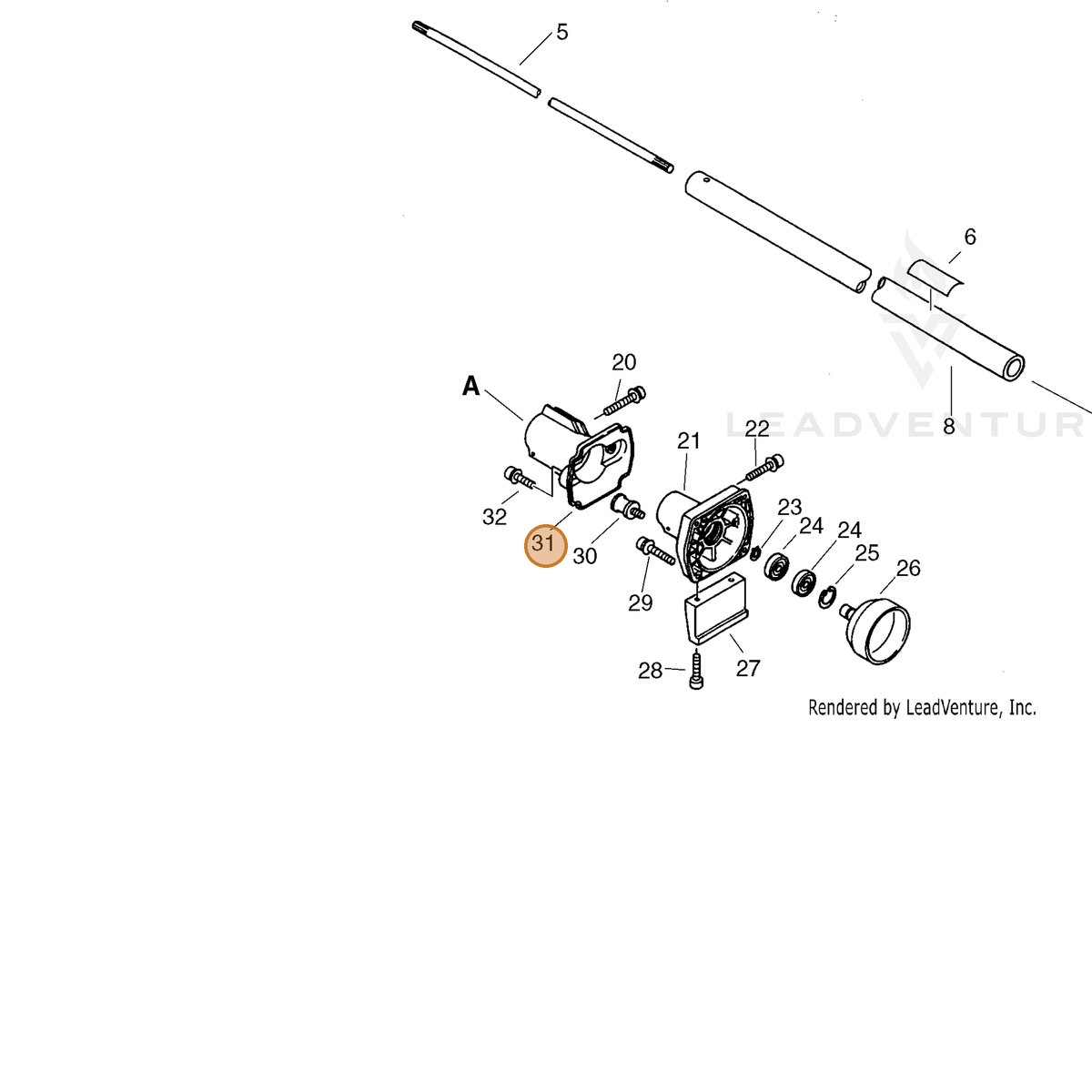 ECHO part 61092254430 — IPL diagram snippet (6x zoom, amber highlight)