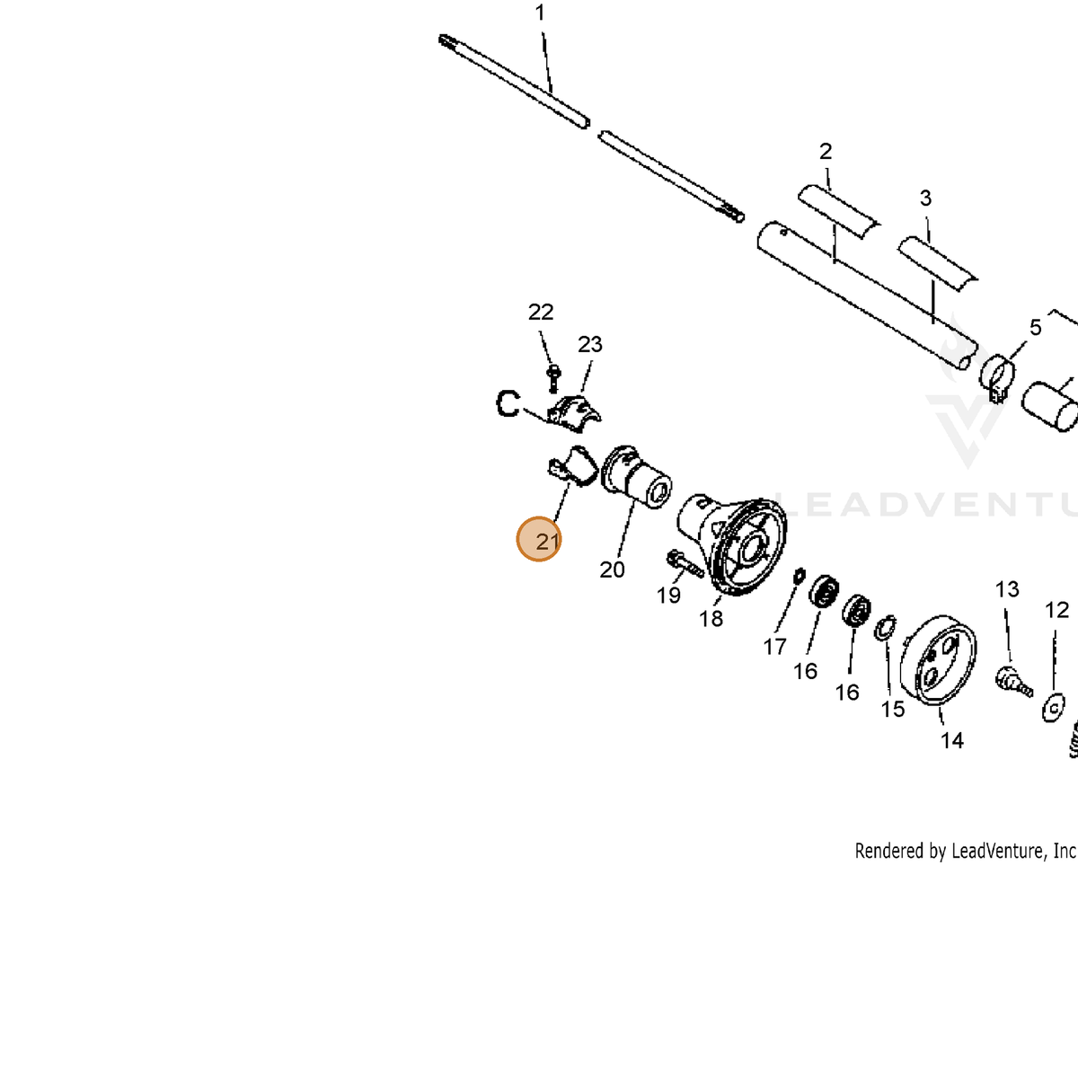ECHO part 61092255630 — IPL diagram snippet (6x zoom, amber highlight)