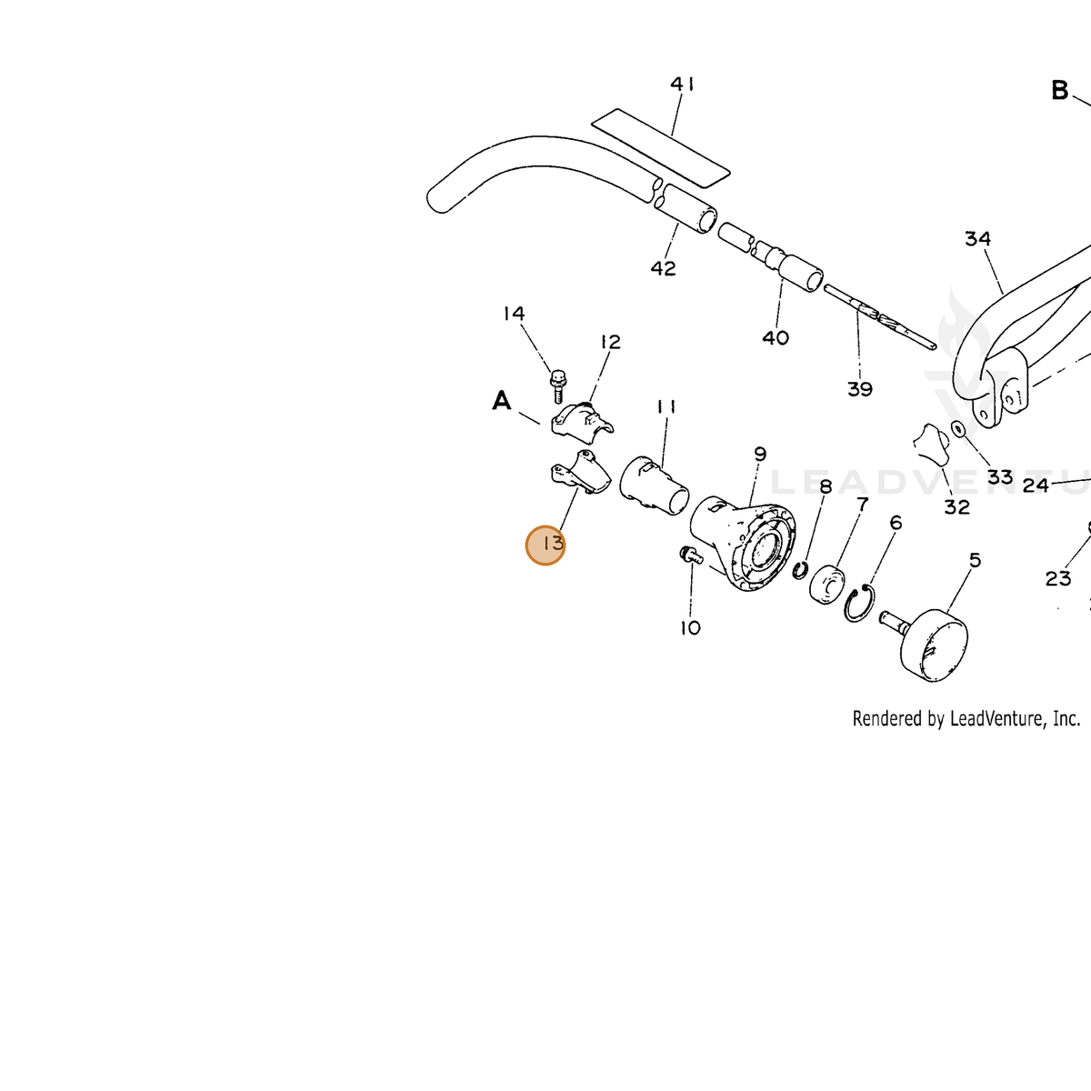 ECHO part 61092340630 — IPL diagram snippet (6x zoom, amber highlight)