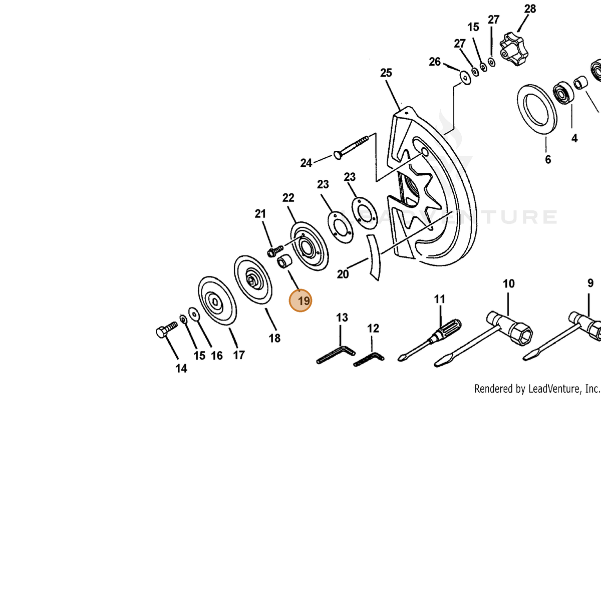 ECHO part 61101107060 — IPL diagram snippet (6x zoom, amber highlight)