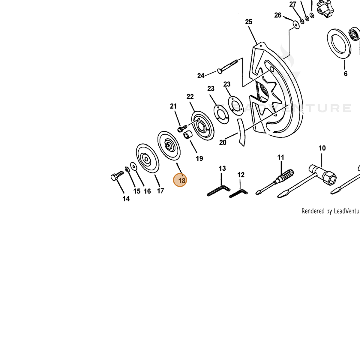 ECHO part 61101407062 — IPL diagram snippet (6x zoom, amber highlight)