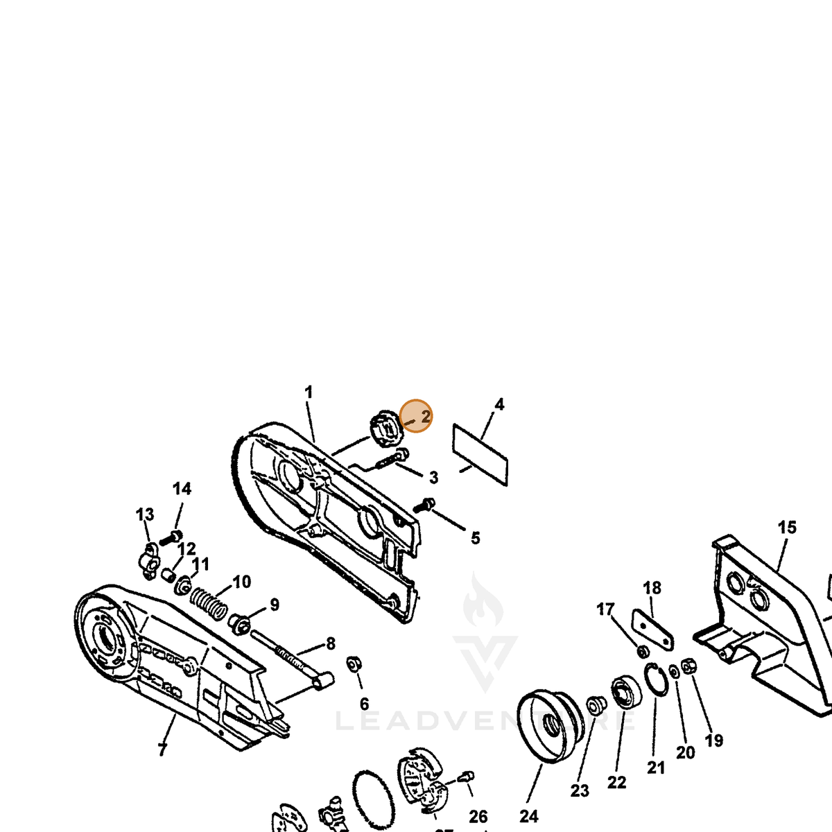 ECHO part 61102106060 — IPL diagram snippet (6x zoom, amber highlight)