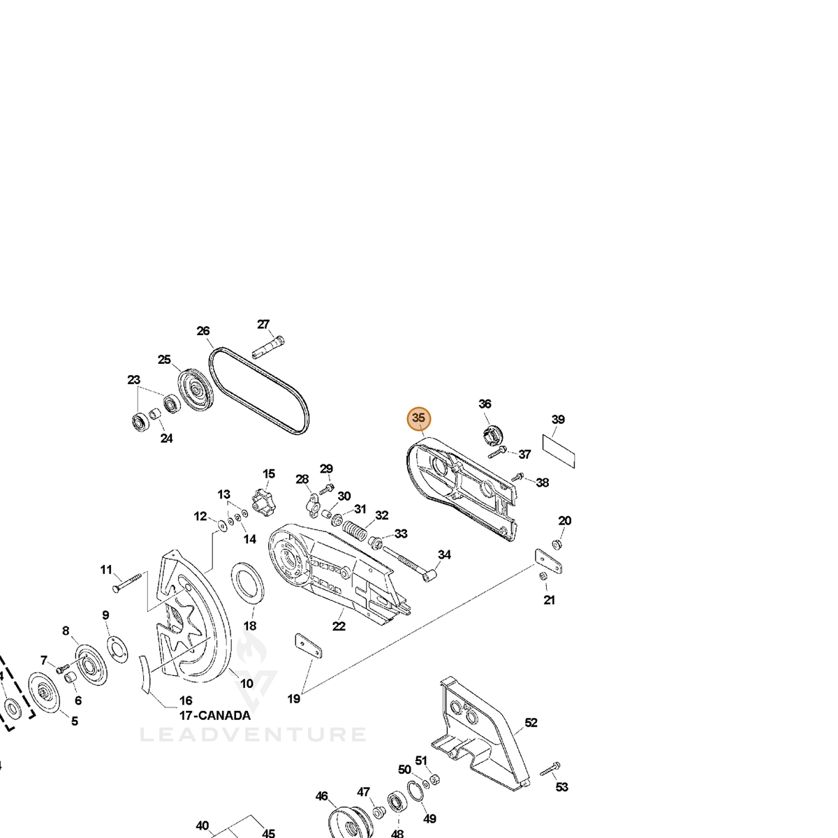 ECHO part 61111107060 — IPL diagram snippet (6x zoom, amber highlight)