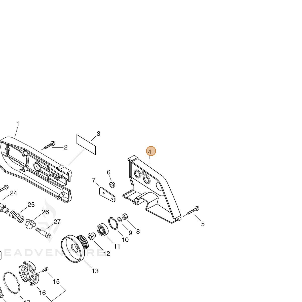 ECHO part 61111120860 — IPL diagram snippet (6x zoom, amber highlight)