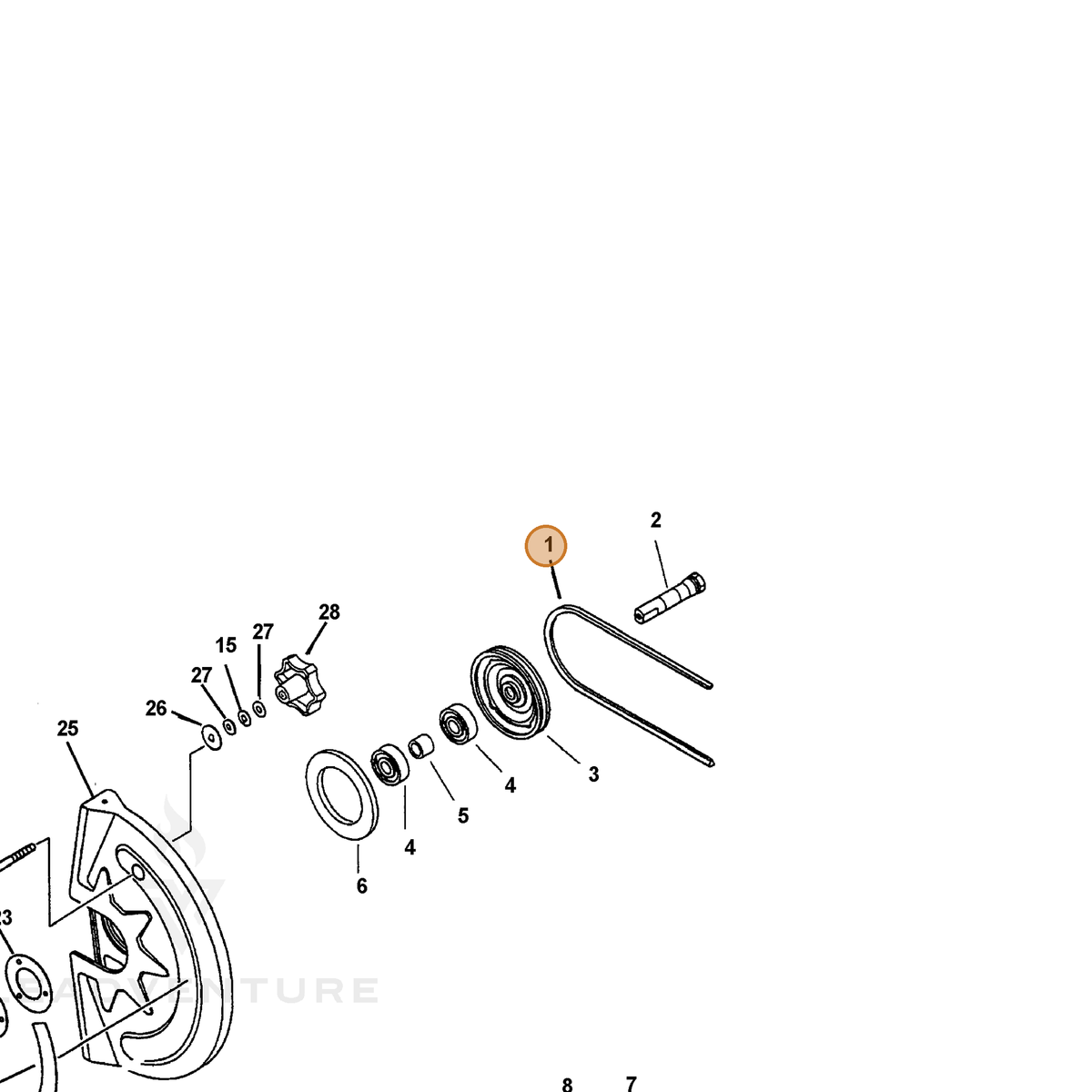 ECHO part 61121206060 — IPL diagram snippet (6x zoom, amber highlight)