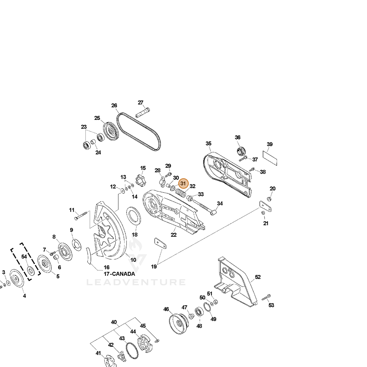 ECHO part 61121705260 — IPL diagram snippet (6x zoom, amber highlight)