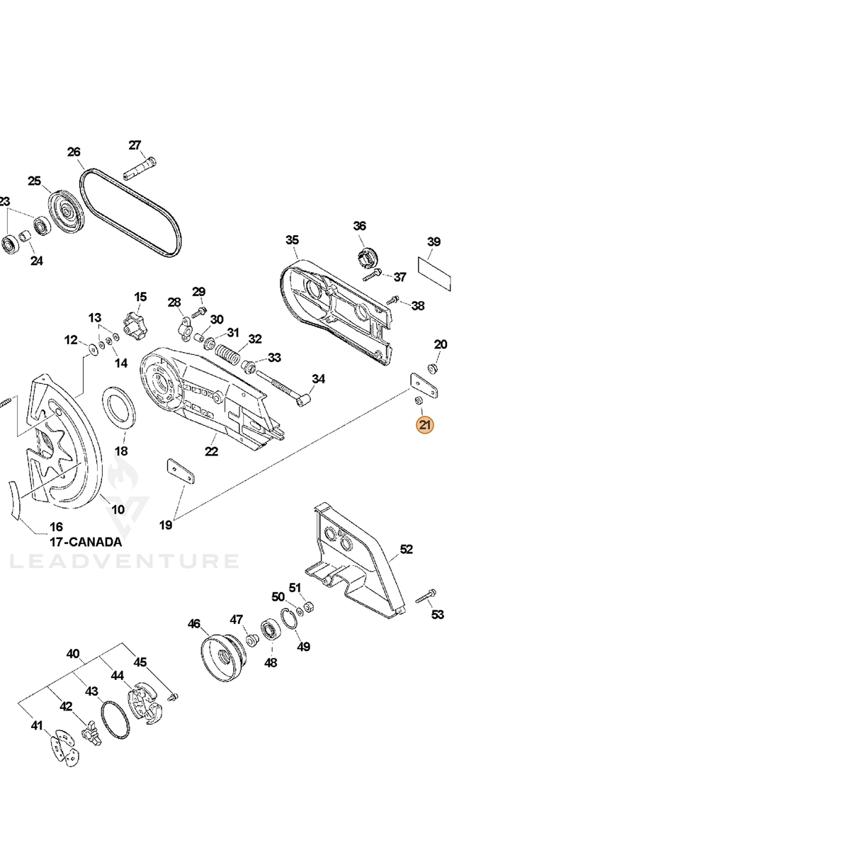 ECHO part 61121906060 — IPL diagram snippet (6x zoom, amber highlight)