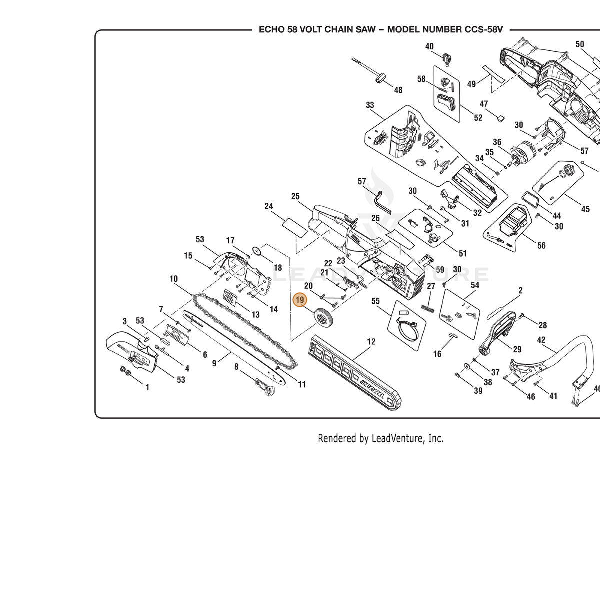 ECHO part 612309002 — IPL diagram snippet (6x zoom, amber highlight)