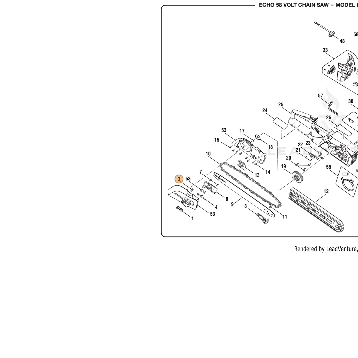 ECHO part 612376002 — IPL diagram snippet (6x zoom, amber highlight)