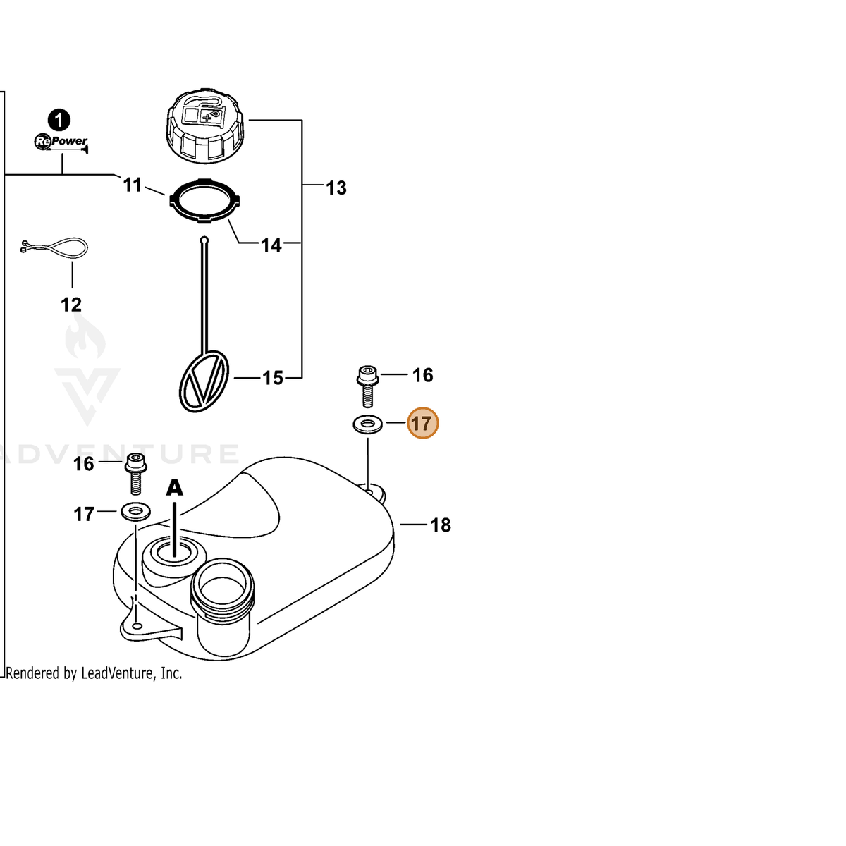 ECHO part 61301907350 — IPL diagram snippet (6x zoom, amber highlight)