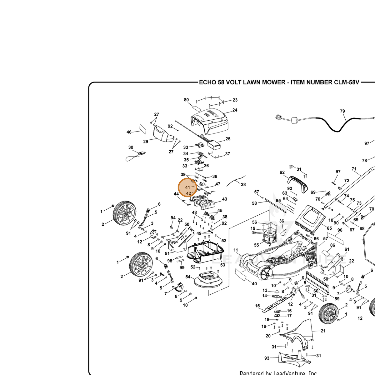 ECHO part 621762001 — IPL diagram snippet (6x zoom, amber highlight)