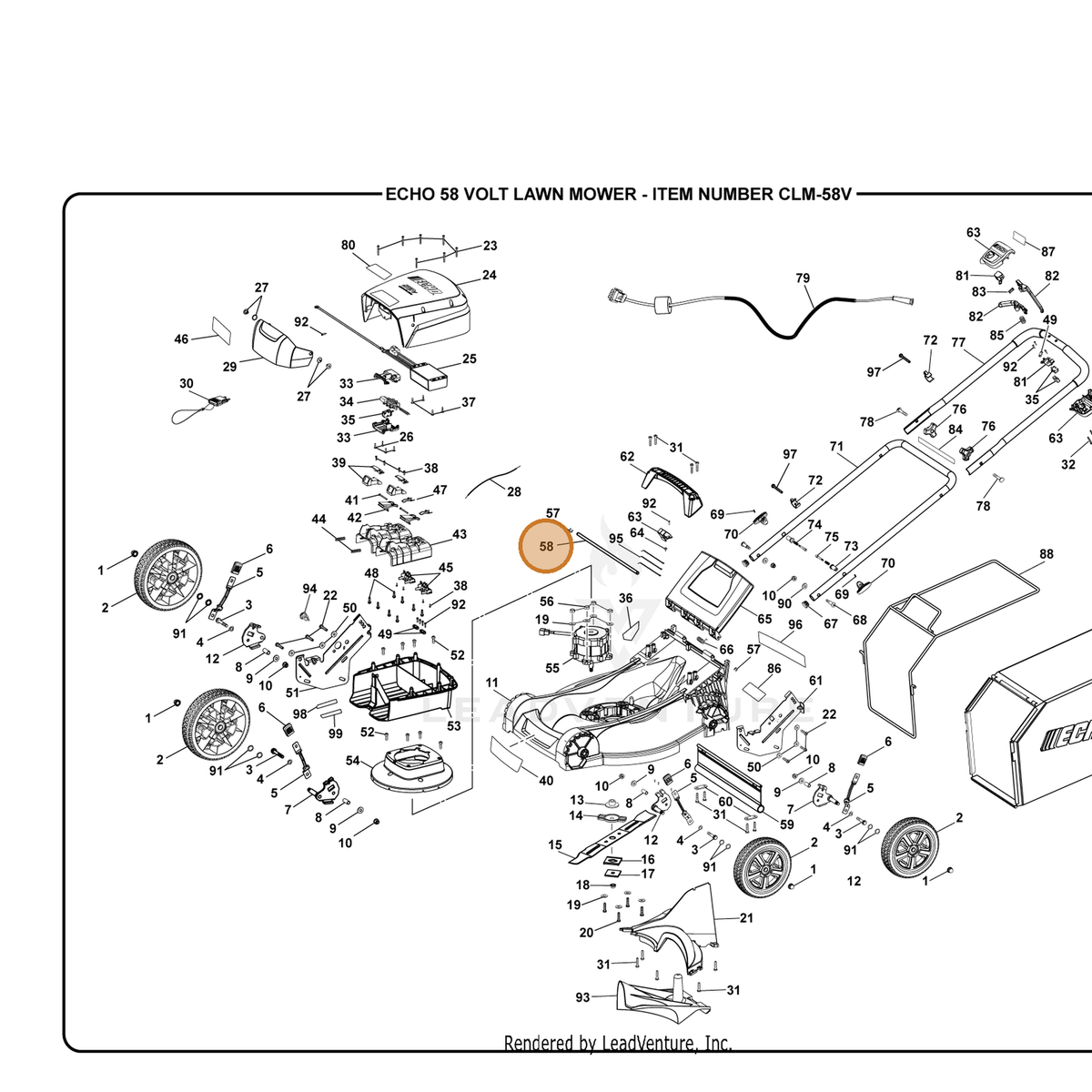 ECHO part 621764001 — IPL diagram snippet (6x zoom, amber highlight)