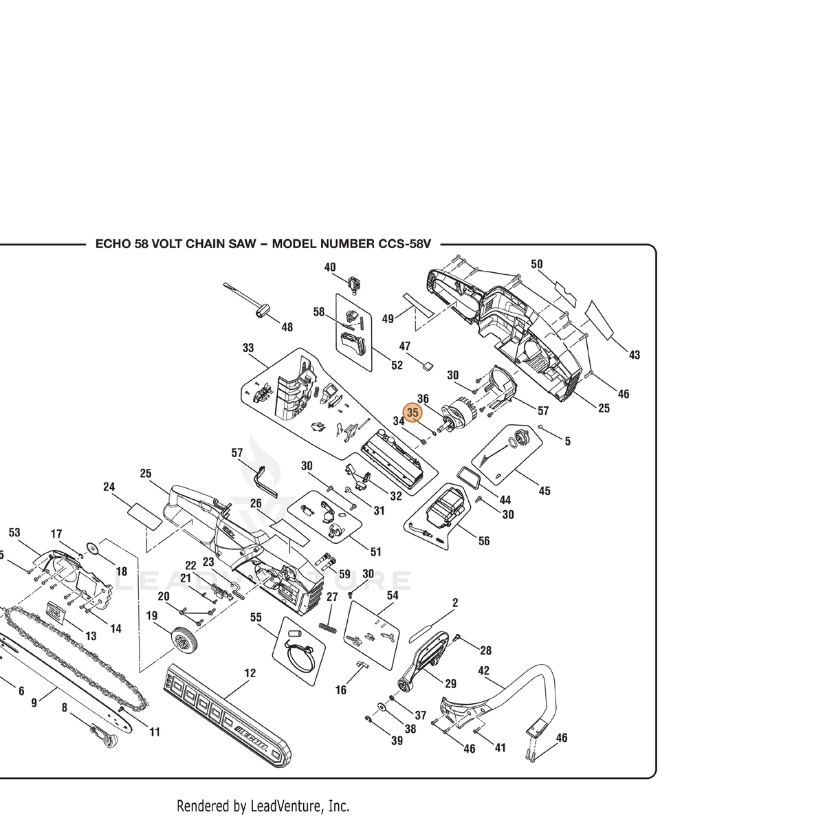 ECHO part 635321001 — IPL diagram snippet (6x zoom, amber highlight)