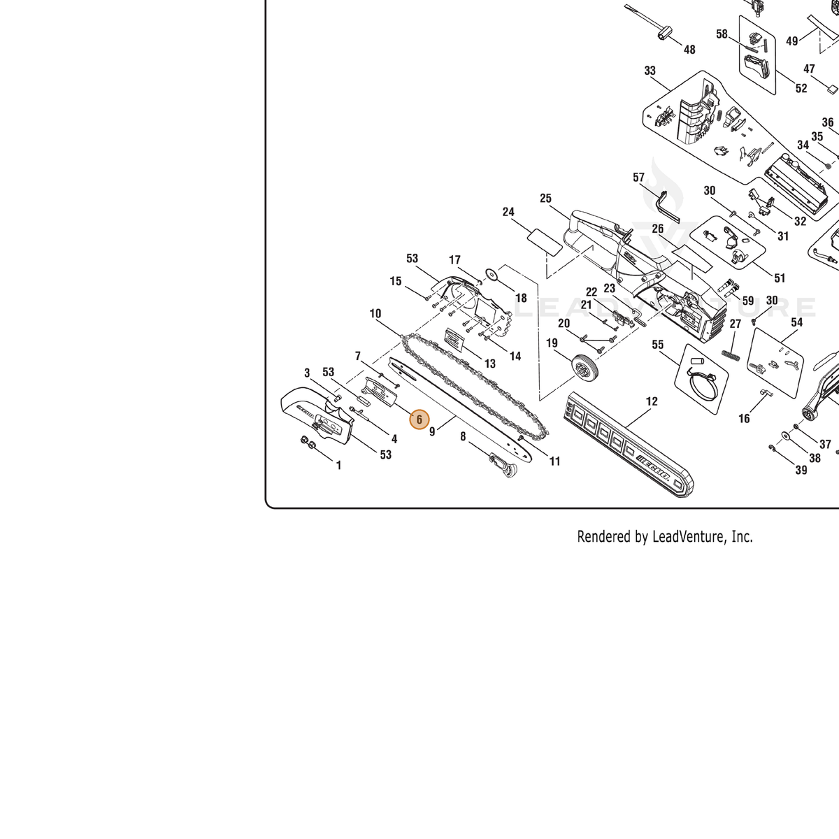 ECHO part 635349002 — IPL diagram snippet (6x zoom, amber highlight)