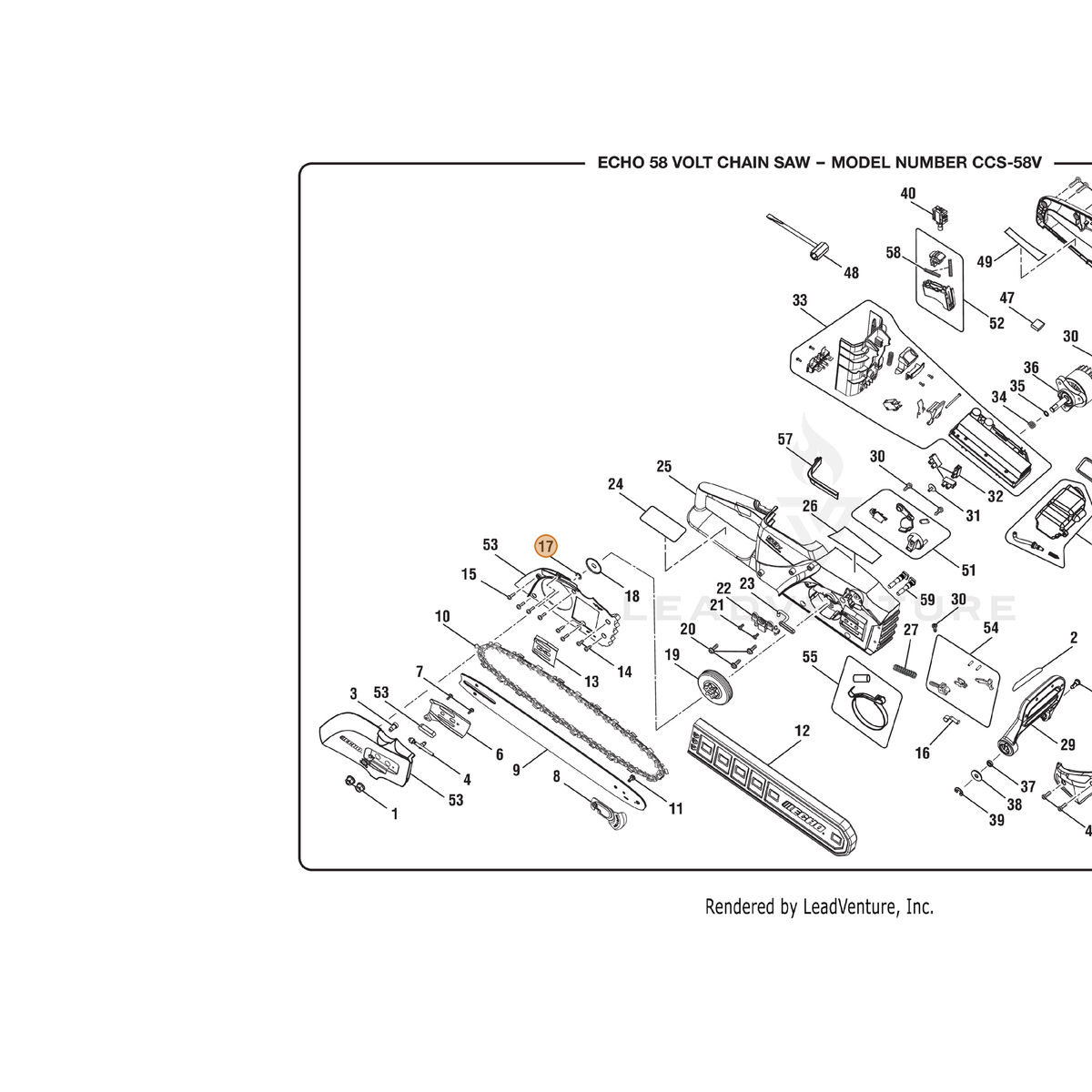 ECHO part 636159001 — IPL diagram snippet (6x zoom, amber highlight)