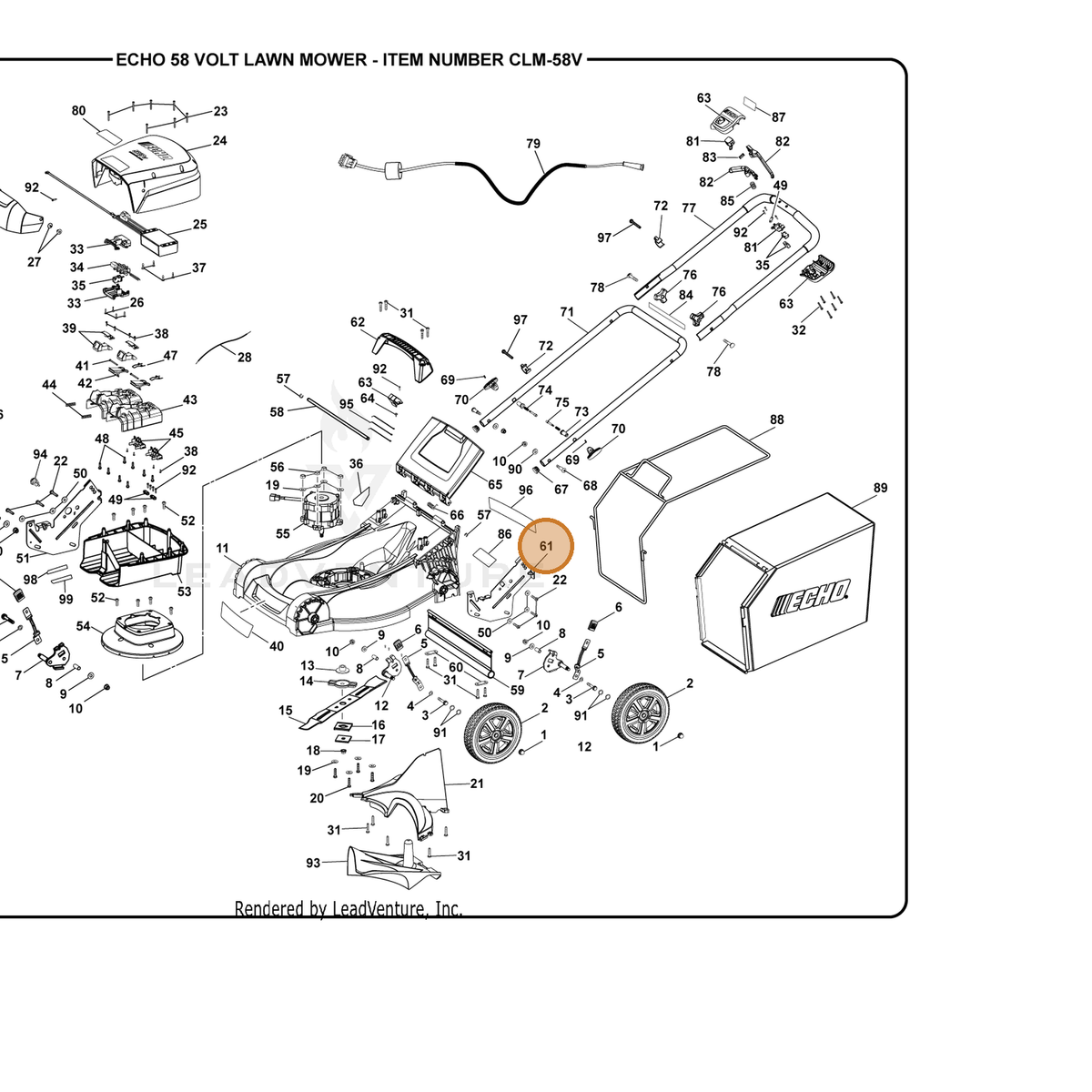 ECHO part 636198001 — IPL diagram snippet (6x zoom, amber highlight)