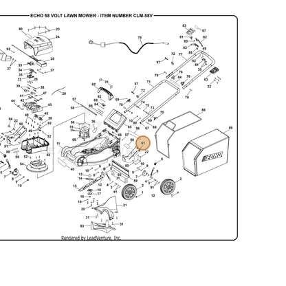 ECHO part 636198001 — IPL diagram snippet (6x zoom, amber highlight)