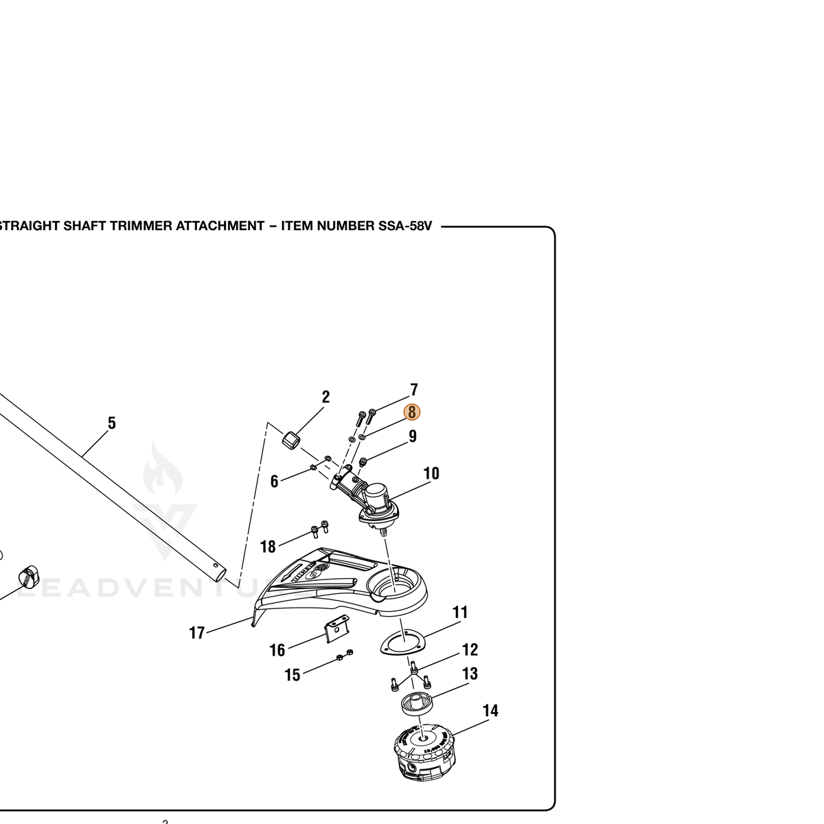 ECHO part 636603001 — IPL diagram snippet (6x zoom, amber highlight)
