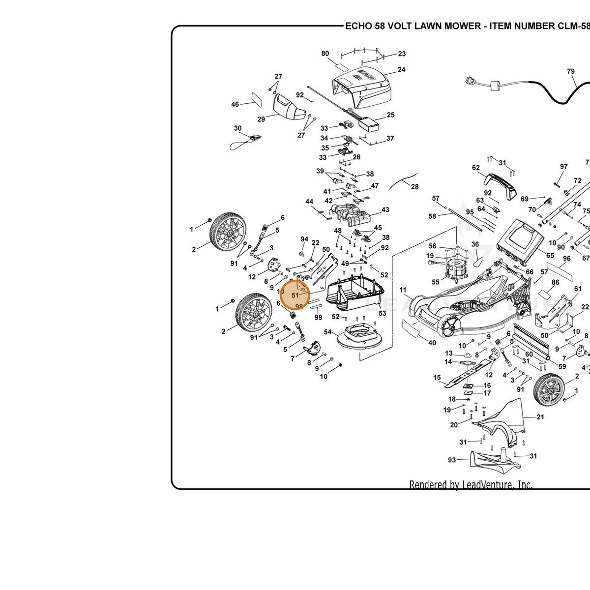 ECHO part 637604002 — IPL diagram snippet (6x zoom, amber highlight)