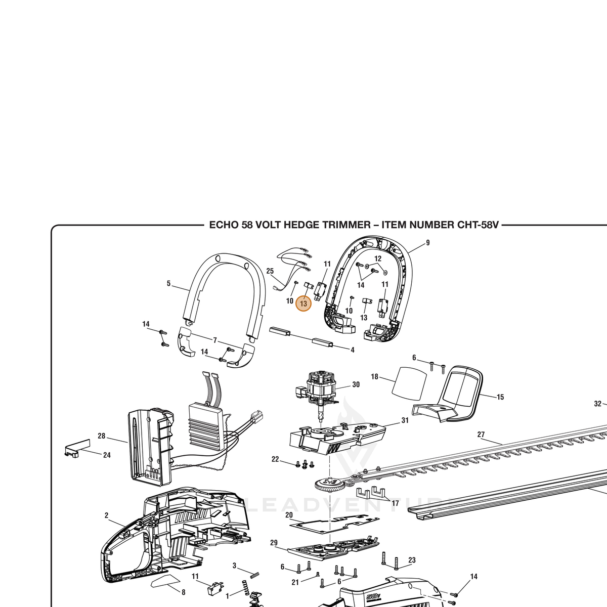 ECHO part 639109001 — IPL diagram snippet (6x zoom, amber highlight)