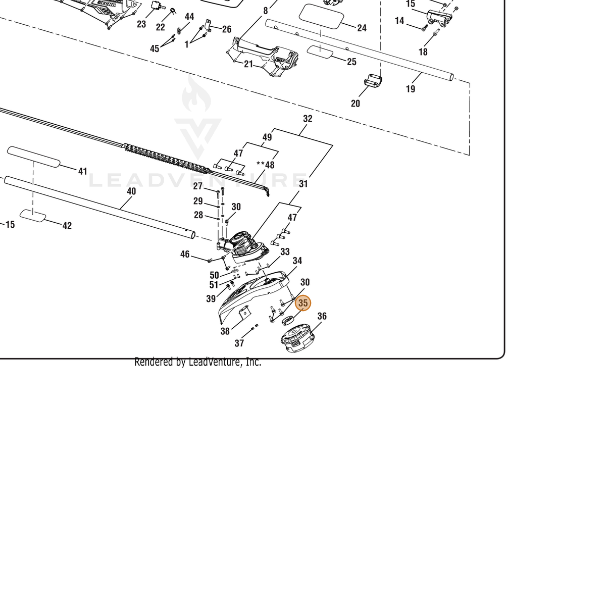 ECHO part 643254001 — IPL diagram snippet (6x zoom, amber highlight)