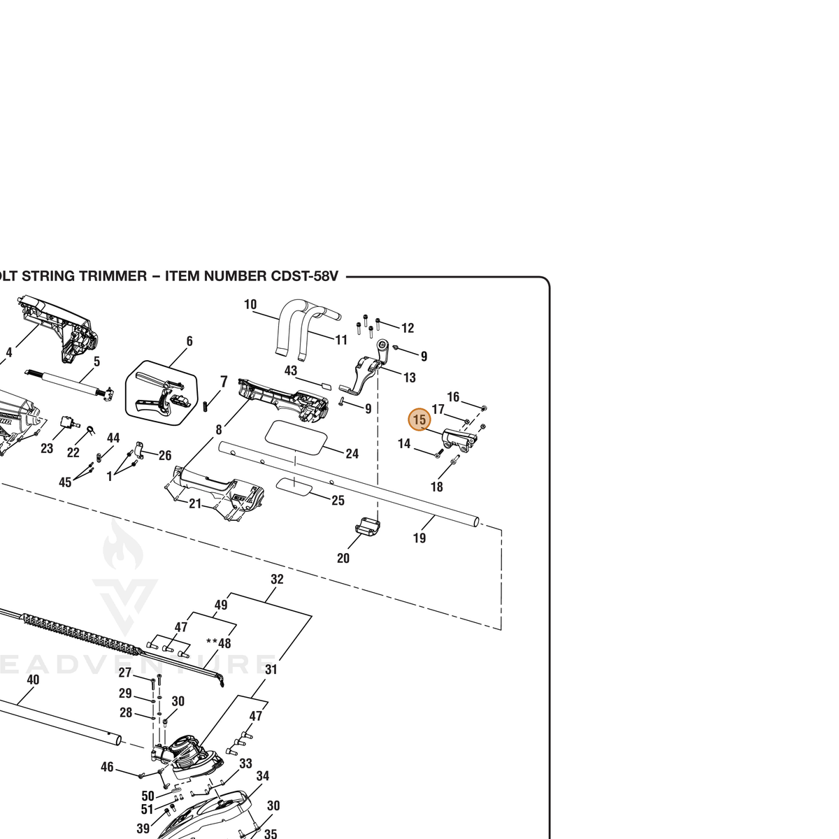 ECHO part 643262001 — IPL diagram snippet (6x zoom, amber highlight)