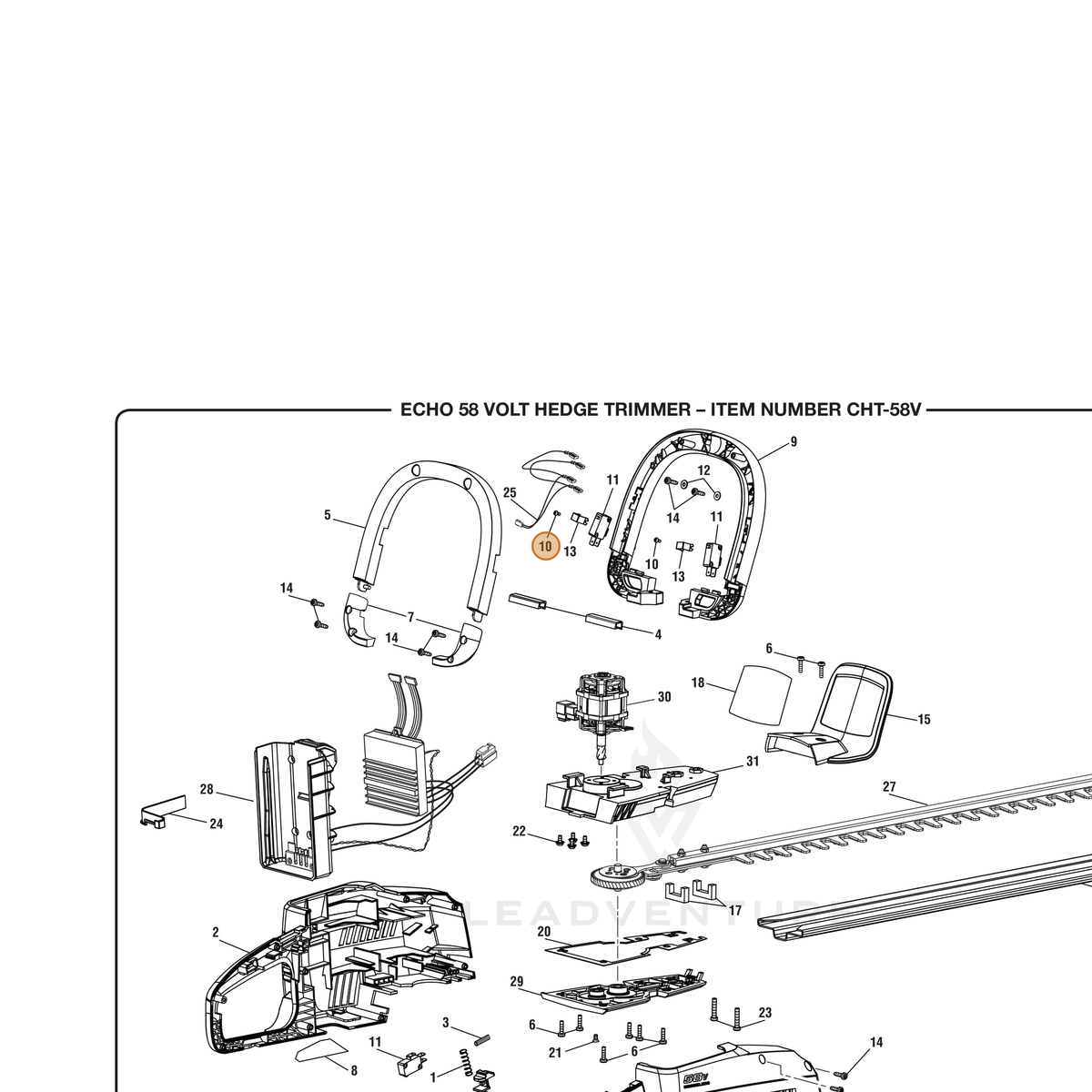 ECHO part 660203073 — IPL diagram snippet (6x zoom, amber highlight)