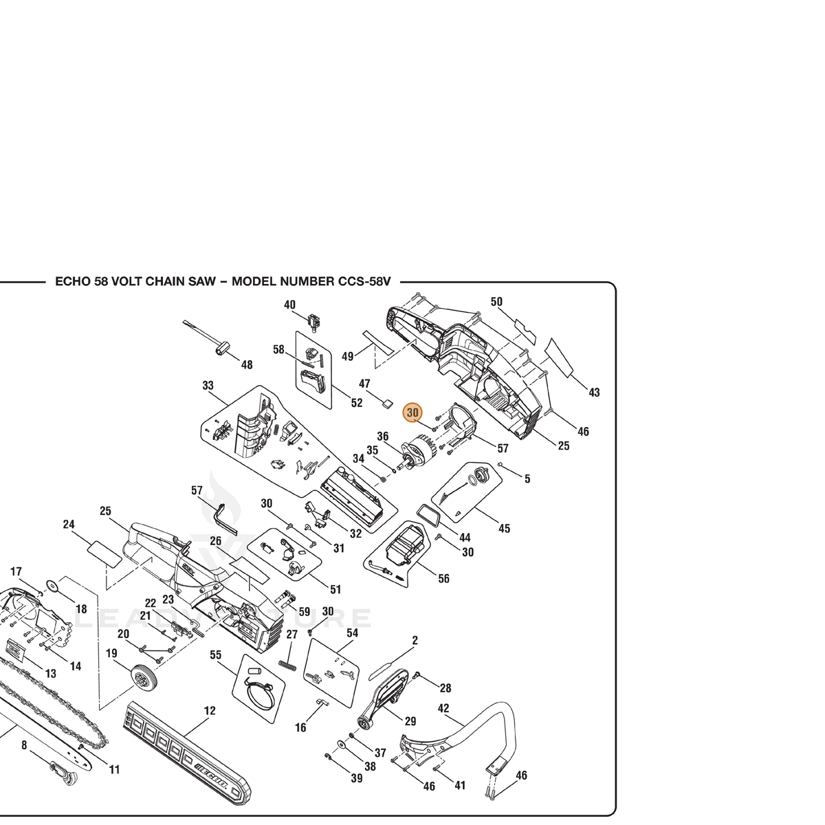 ECHO part 660608001 — IPL diagram snippet (6x zoom, amber highlight)