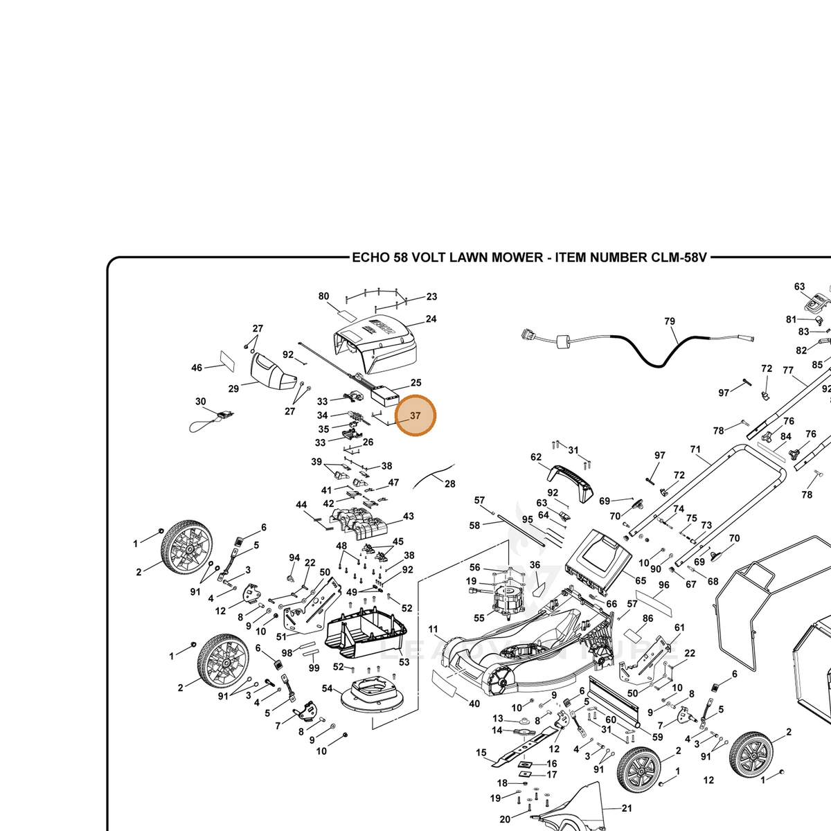 ECHO part 660608002 — IPL diagram snippet (6x zoom, amber highlight)