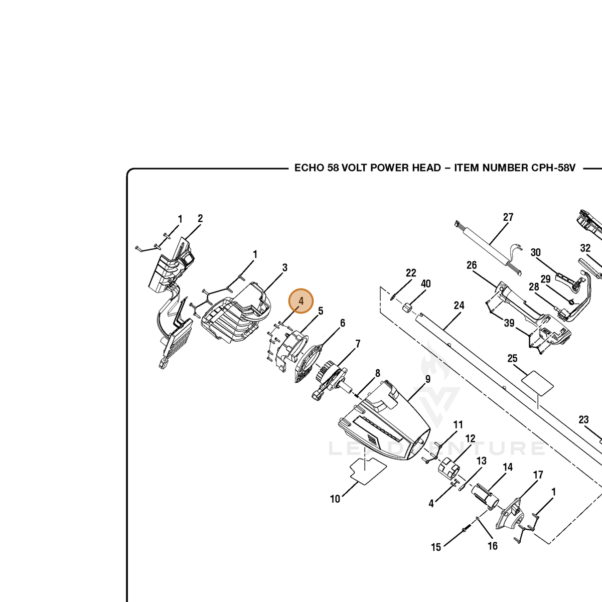 ECHO part 661817001 — IPL diagram snippet (6x zoom, amber highlight)