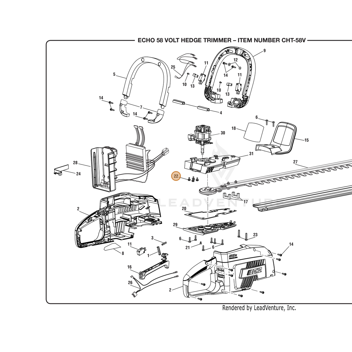 ECHO part 661861004 — IPL diagram snippet (6x zoom, amber highlight)