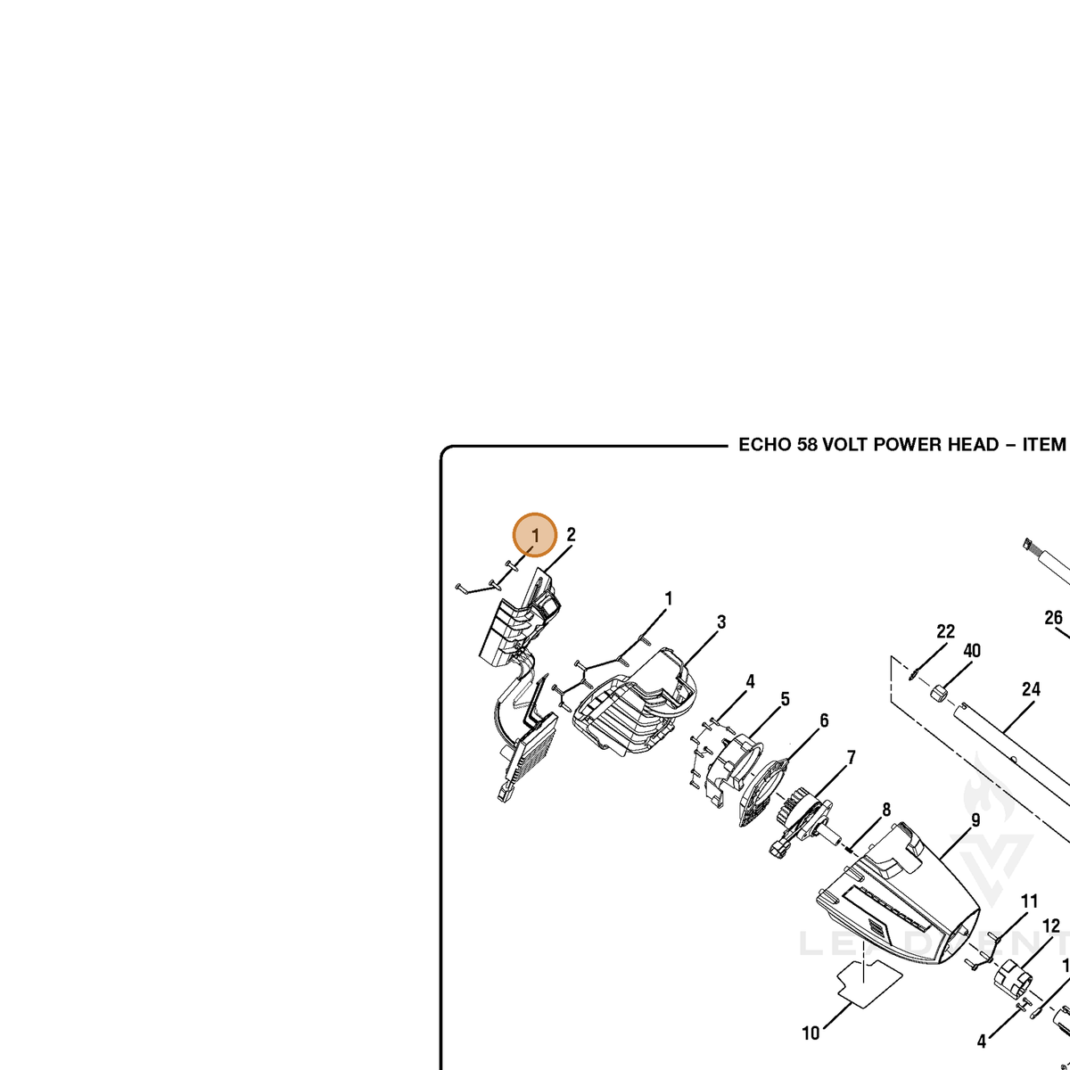 ECHO part 662051002 — IPL diagram snippet (6x zoom, amber highlight)