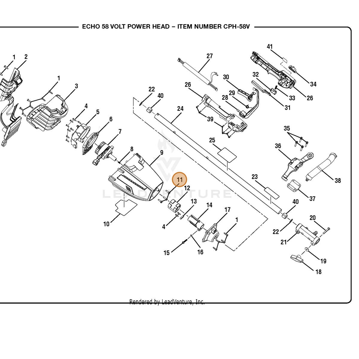 ECHO part 662052001 — IPL diagram snippet (6x zoom, amber highlight)