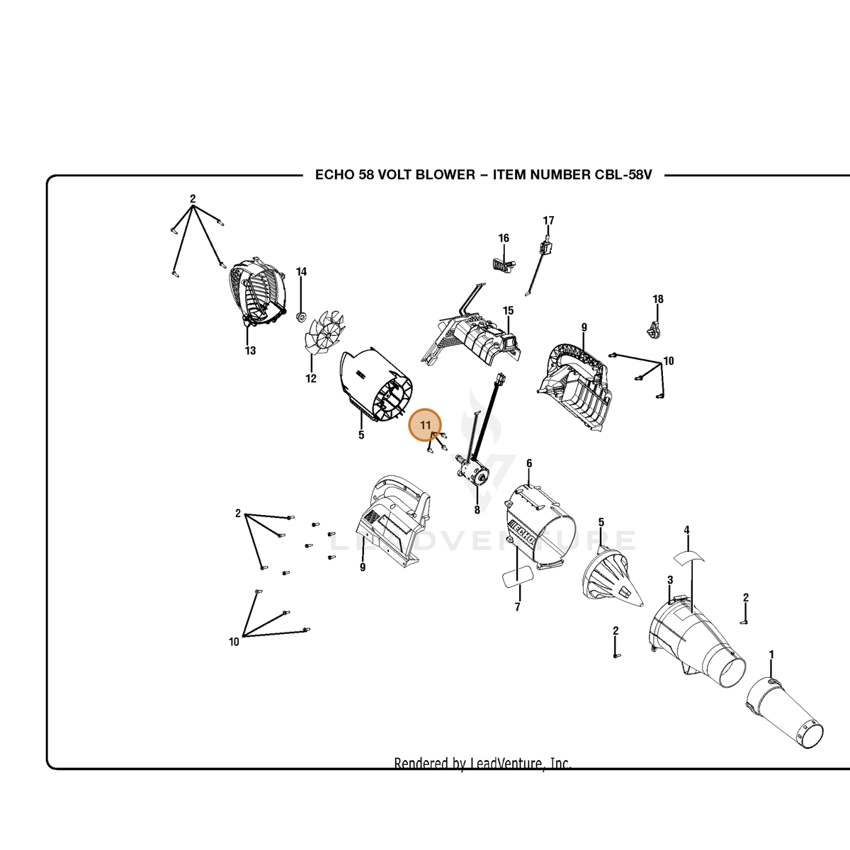 ECHO part 662052002 — IPL diagram snippet (6x zoom, amber highlight)